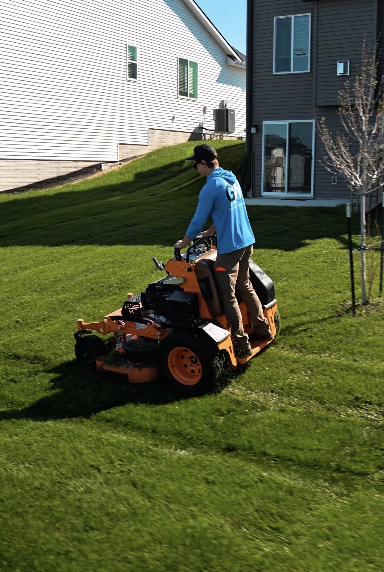 Ground Works team member maintaining a property in Ankeny Iowa